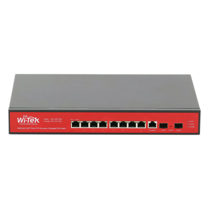 Switch Administrable Capa 2 de 8 puertos 10/100/1000 PoE af/at + 2 x SFP Gigabit, con respaldo para energía solar