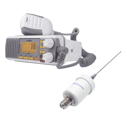 Kit de radio UM385 | mas antena marina de fibra de vidrio TX-1600-SYS