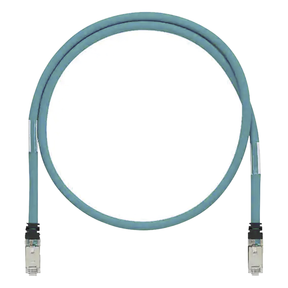Patch Cord Cat6A de Grado Industrial 600V, Blindado SF/UTP, Calibre 26 AWG, Color Aqua, 2 Metros (6.56 Pies)