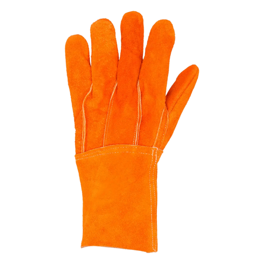Guantes de Carnaza Largo/ Refuerzo en Palma / Resistente a Abrasión y Temperaturas Moderadas.