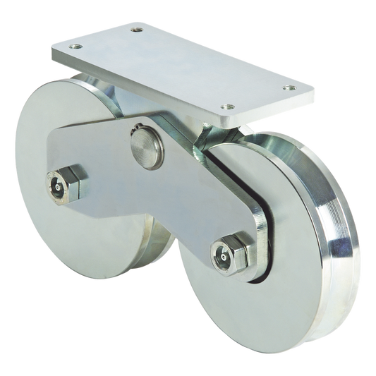 339V - Rueda Doble de 12 cm / Capacidad Para Puertas de hasta 1200 kg / Canal Tipo V