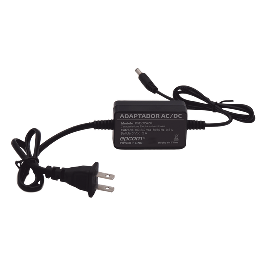 Adaptador 5 Vcc / 2A / UL / Voltaje de Entrada de 100-240 Vca / Para uso, solo en lectores biométricos de 5 Vcc de la marca ZK