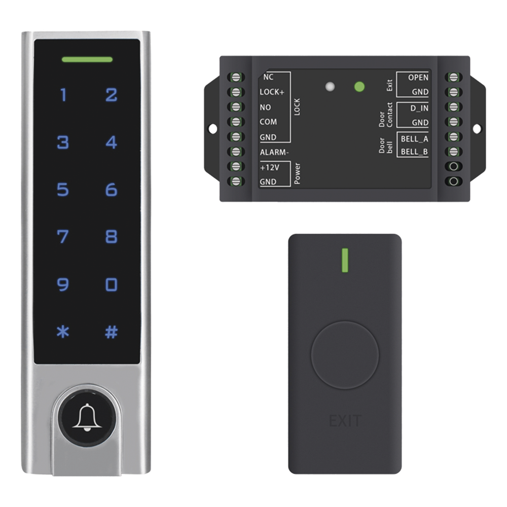 Mini Controlador de Acceso con Teclado Inalámbrico / Cuenta con Botón de Salida Inalámbrico / Soporta Tarjeta y Contraseña / Cuenta con Botón de