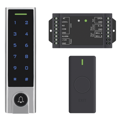 Mini Controlador de Acceso con Teclado Inalámbrico / Cuenta con Botón de Salida Inalámbrico / Soporta Tarjeta y Contraseña / Cuenta con Botón de