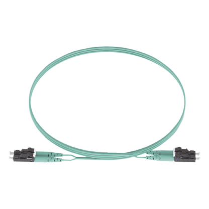 Jumper de Fibra Optica Multimodo 50/125 OM3, LC-LC Duplex, OFNR (Riser), Color Aqua, 5 Metros (16.40 Pies)