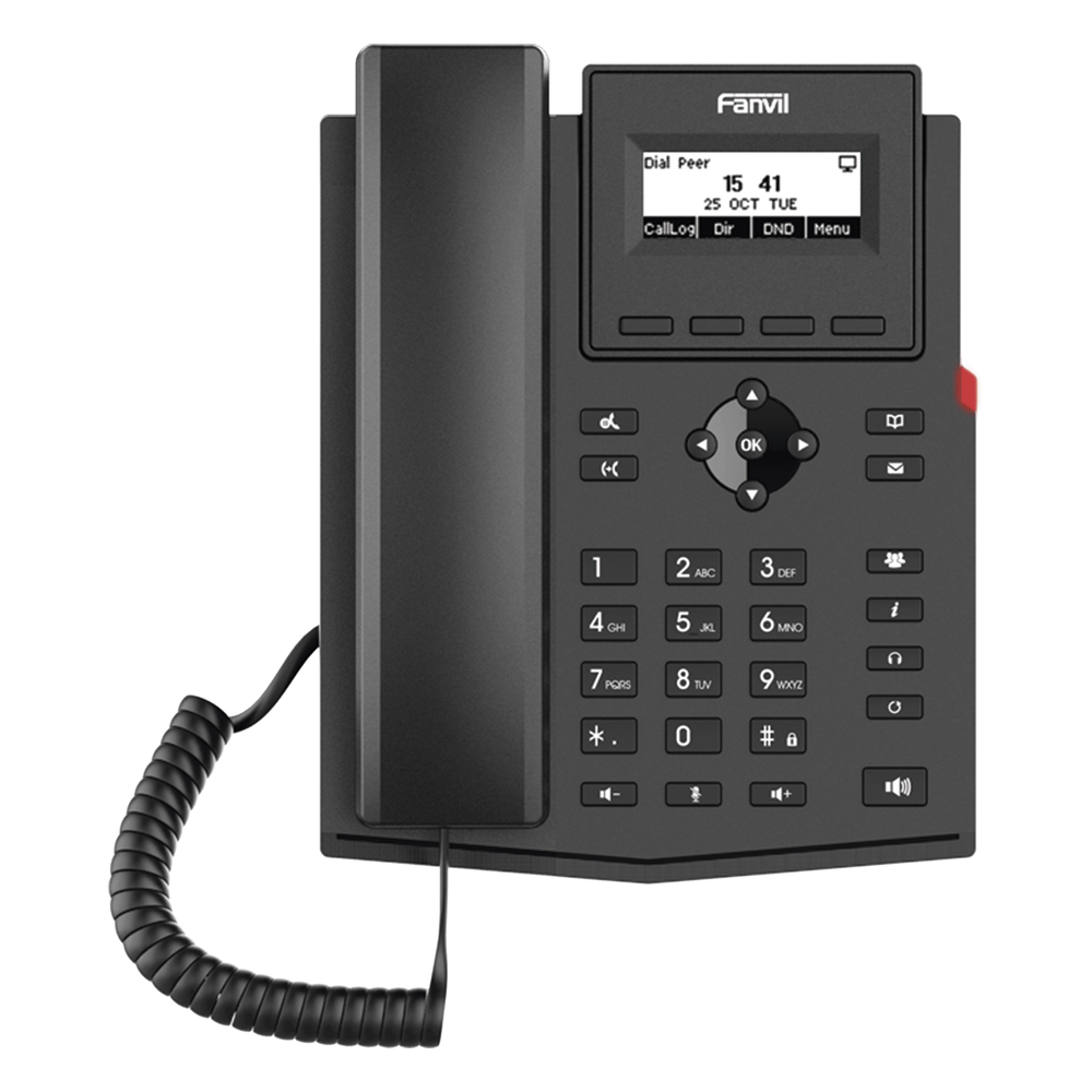 Teléfono IP / 2 Líneas SIP / Pantalla LCD 2.3" 132x64 / Audio HD G.722 y Opus / Conferencia 6 Vías / PoE 802.3af / Puertos Ethernet Duales 10/100