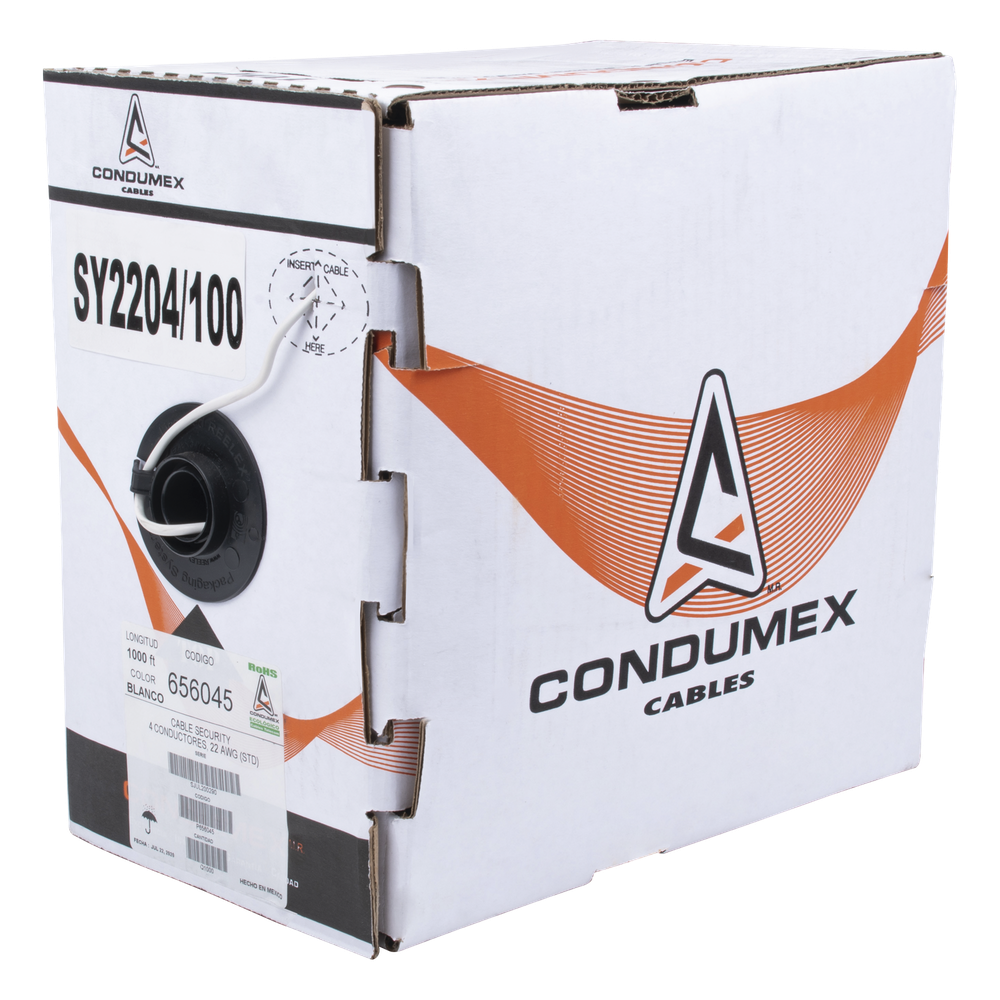 Bobina de 305 Metros (1000 Pies) / Cable de Cobre / 4 x 22 AWG / Tipo Alarmas UL / Para Interior / Color Blanco / Para Aplicaciones de Alarmas de