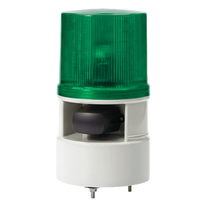 Luces de advertencia color Verde con sirena incorporada con 5 tonos máx. 105 dB en 12-24 VCD