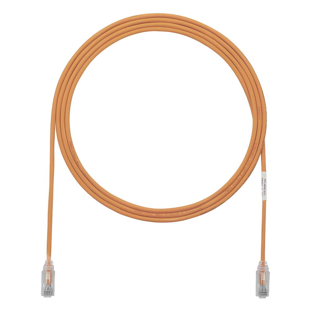 Cable de Parcheo TX6, UTP Cat6, Diámetro Reducido (28AWG), Color Naranja, 3.05 Metros (10 Pies)