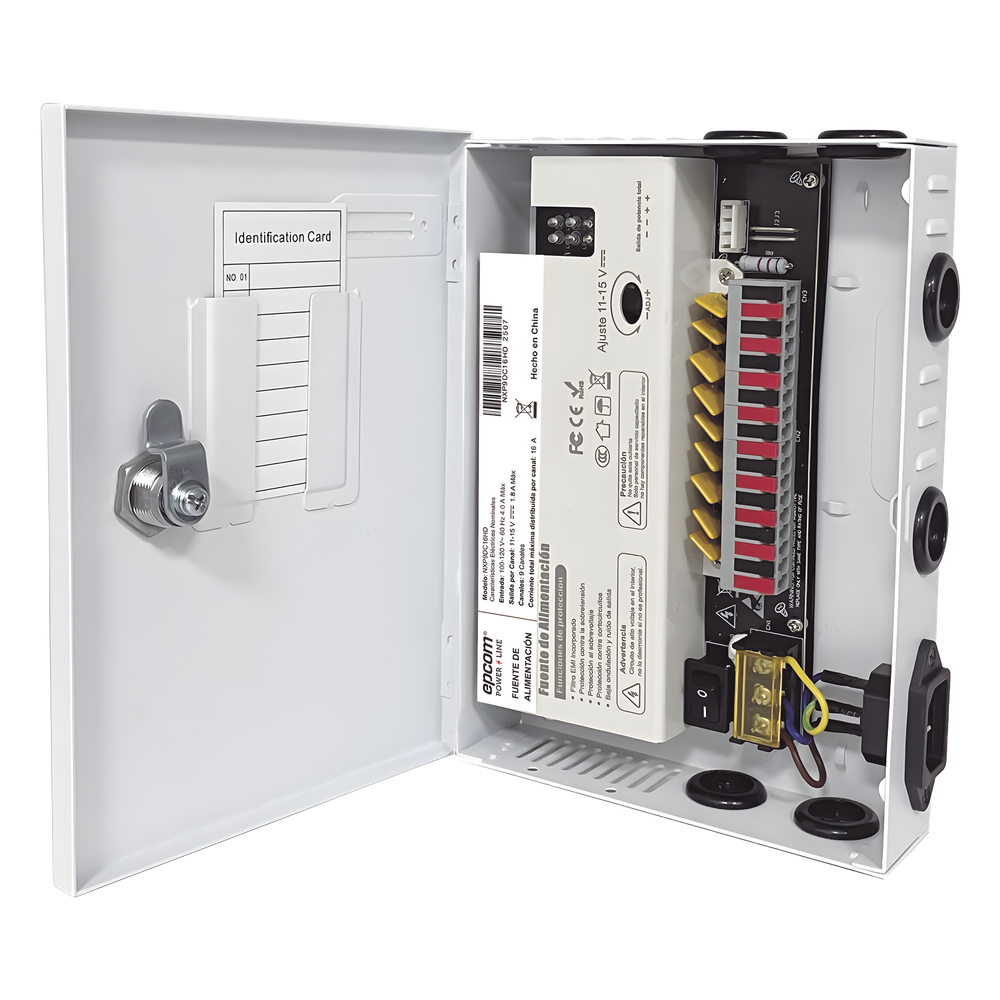 Fuente | 11-15 V | 9 canales | 16 A | Compatible con cámaras 4K | Alta tecnología en seguridad | Doble ventilador | Hasta 1.8 Amperes por Salida |