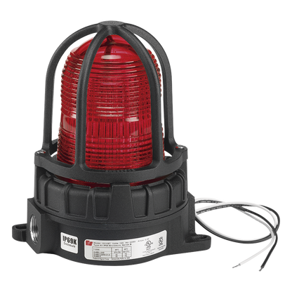 Luz de Advertencia LED Industrial / Rojo / 120-240 VCA / Montaje en Superficie o Tubo 3/4 in / IP66 Tipo 4X / 50,000 h / Ubicaciones Peligrosas