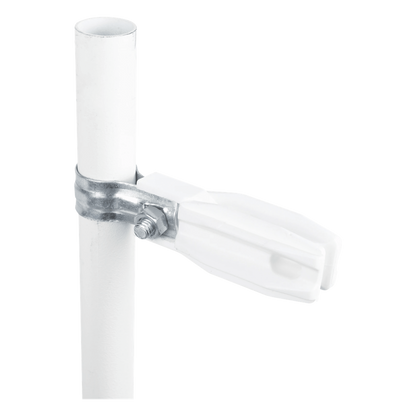Aislador de Paso o Esquina Blanco con Abrazadera / 33-38 mm / Resina Virgen 100% / Anti-Arqueo / Tubería de Malla Ciclónica