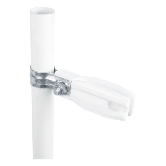 Aislador de Paso o Esquina Blanco con Abrazadera / 33-38 mm / Resina Virgen 100% / Anti-Arqueo / Tubería de Malla Ciclónica