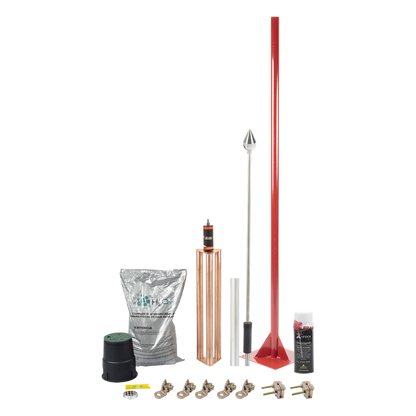 Kit Pararrayo con Punta en Aluminio con Accesorios para Protección de Diámetro de 160 m.