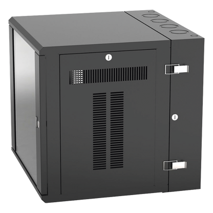 Gabinete PanZone de Montaje en Pared, de 19in, Puerta con Ventana de Seguridad, 12 UR, 635mm de Profundidad, Color Negro