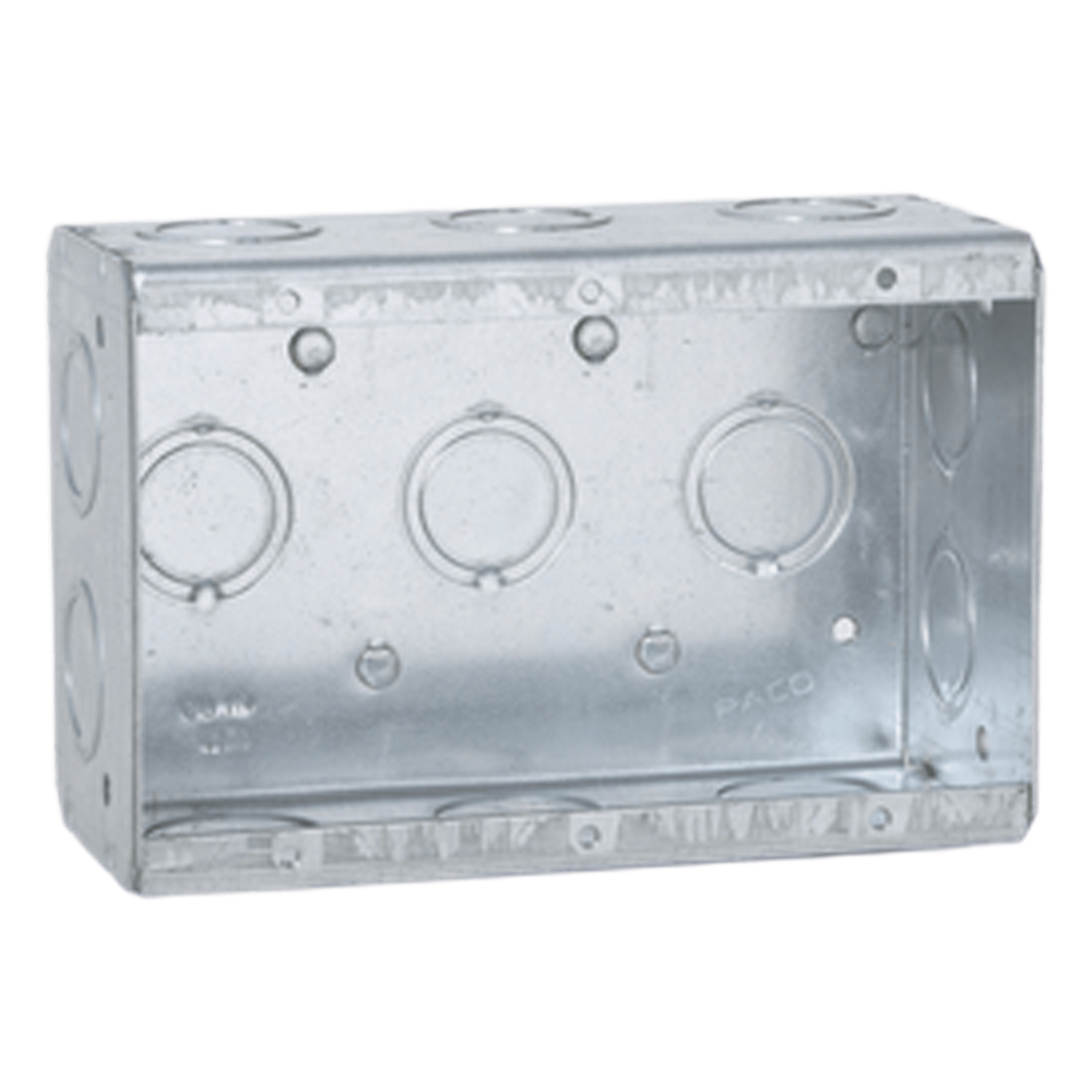 Caja Multigang de 3 Gangs / Profundidad de 2-1/2" / 16 Entradas de 1/2" y 3/4".