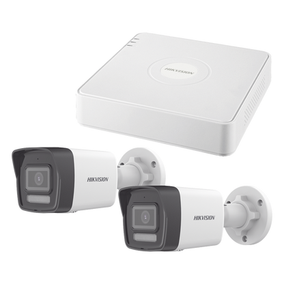 Kit IP 1080p (2 Megapixel) / NVR de 4 Canales con 4 Puertos PoE / 2 Cámaras Bala IP con Microfono Integrado / ColorVu Lite y ACUSENSE Lite