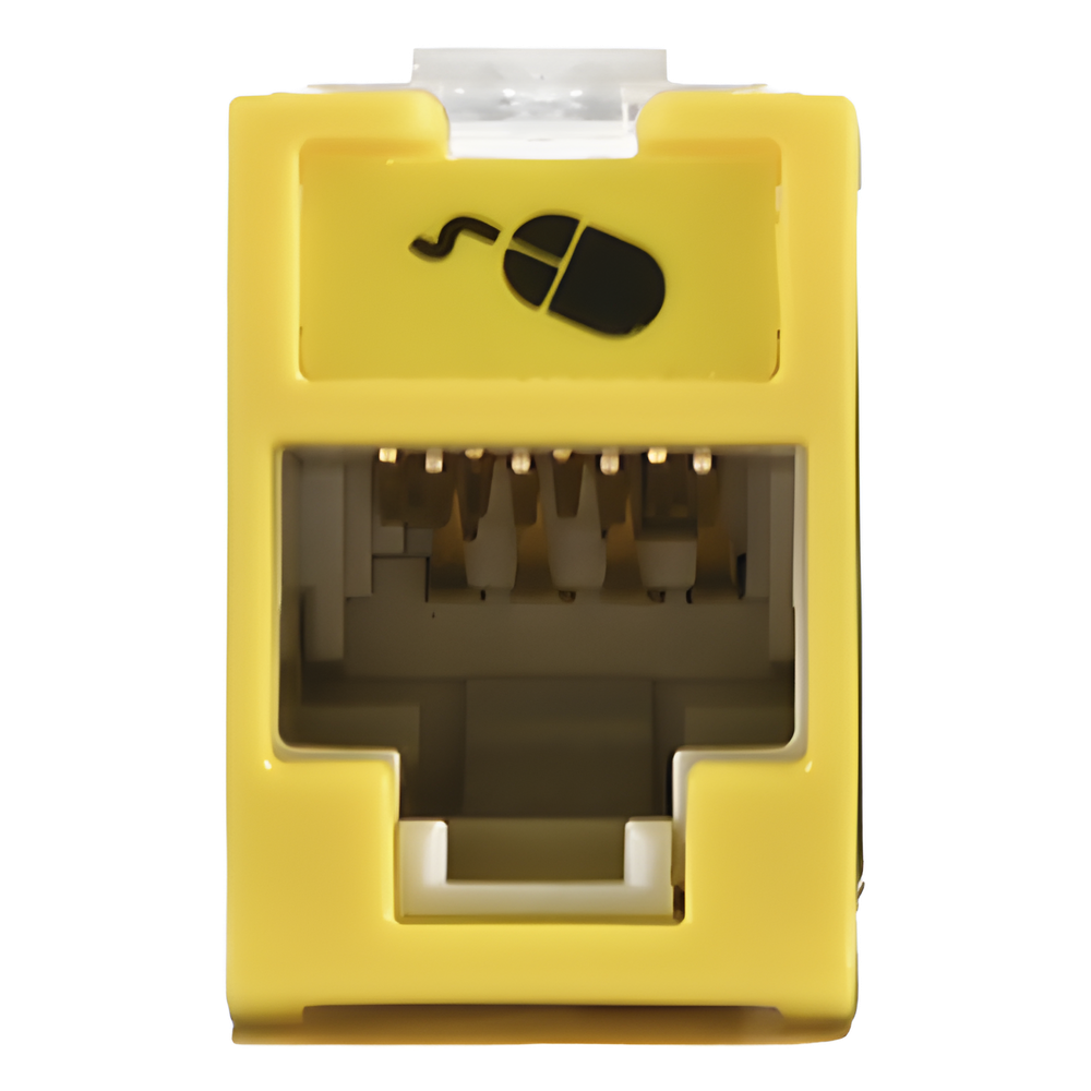 Jack Ultramax Cat5e, UTP, Montaje Híbrido en Placa de Pared (Plano y Angulado), Color Amarillo, Punch Down