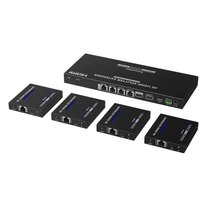 Kit Divisor y Extensor HDMI | 1x4 | Hasta 70 m |Resolución 4K @ 60 Hz | Cat 6/6a/7 | IPCOLOR | CERO LATENCIA | EDID | RS232 | Salida Loop / PoC