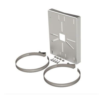 Montaje universal galvanizado para instalación de cámaras en poste 2" a 5" color gris galvanizado