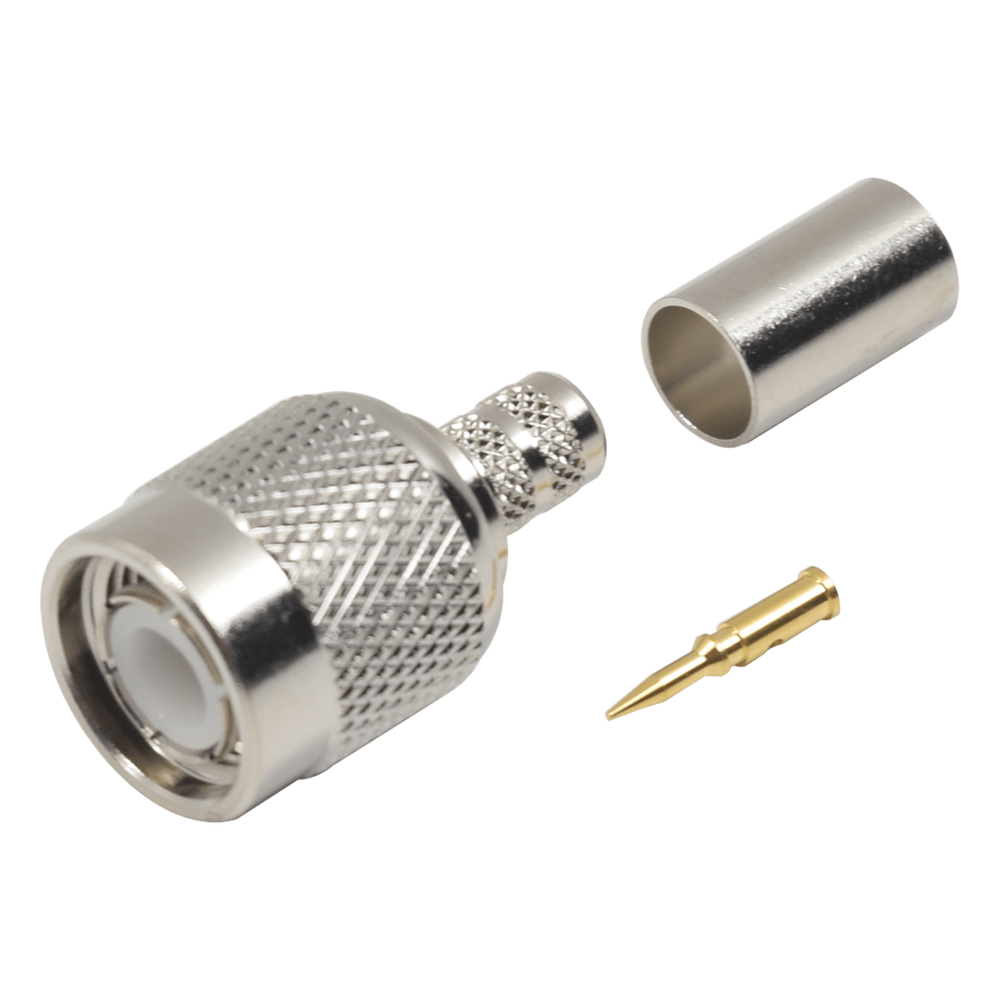 Conector TNC Macho de Anillo Plegable para Cables LMR-240, RG-8/X, 9258, Niquel/Oro/Delrin