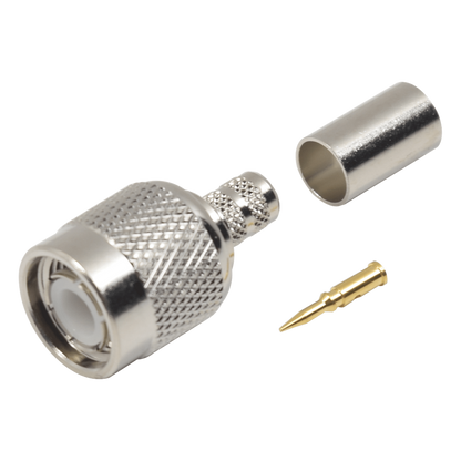 Conector TNC Macho de Anillo Plegable para Cables LMR-240, RG-8/X, 9258, Niquel/Oro/Delrin