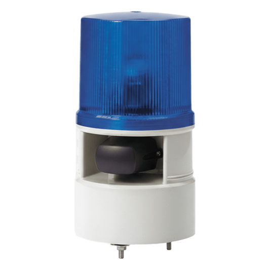 Luces de advertencia color Azul con sirena incorporada con 5 tonos máx. 105 dB en 12-24 VCD
