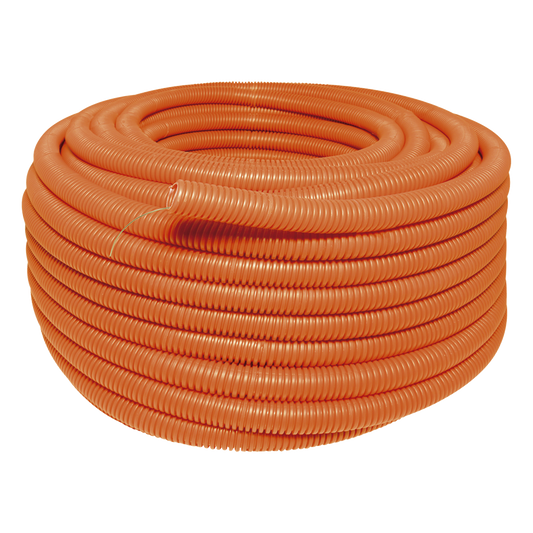 Manguera Poliducto Corrugado Flexible Naranja Reforzado de 1/2" x 100 m Para Instalaciones Eléctricas /Polietileno Alta Densidad HDPE/ Sin guía
