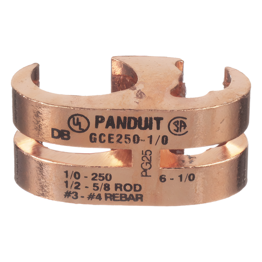 Conector de Conexión a Tierra tipo "E" para Conductor 1/0 AWG STR – 250 KCMIL MAIN y 6 AWG SOL – 1/0 AWG STR TAP