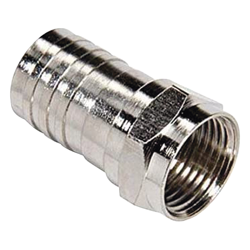 Conector F Macho, Plegable de Doble Blindaje para cable RG-6, Cuerpo de Bronce Niquelado