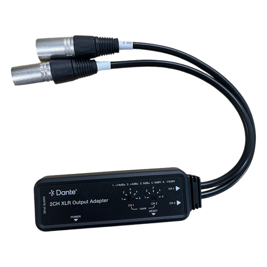 Extensor de Audio Dante® 2CH XLR Output Adapter | Entrada Digital Dante® | Salida XLR Balanceada/No Balanceada | Latencia Configurable 1-5ms | HDMI