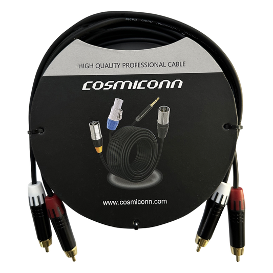 Cable 2 RCA x 2 RCA, conectores negros, con diferenciador de blanco y rojo (2x MT380-RD - 2x MT380-WH), length 3m