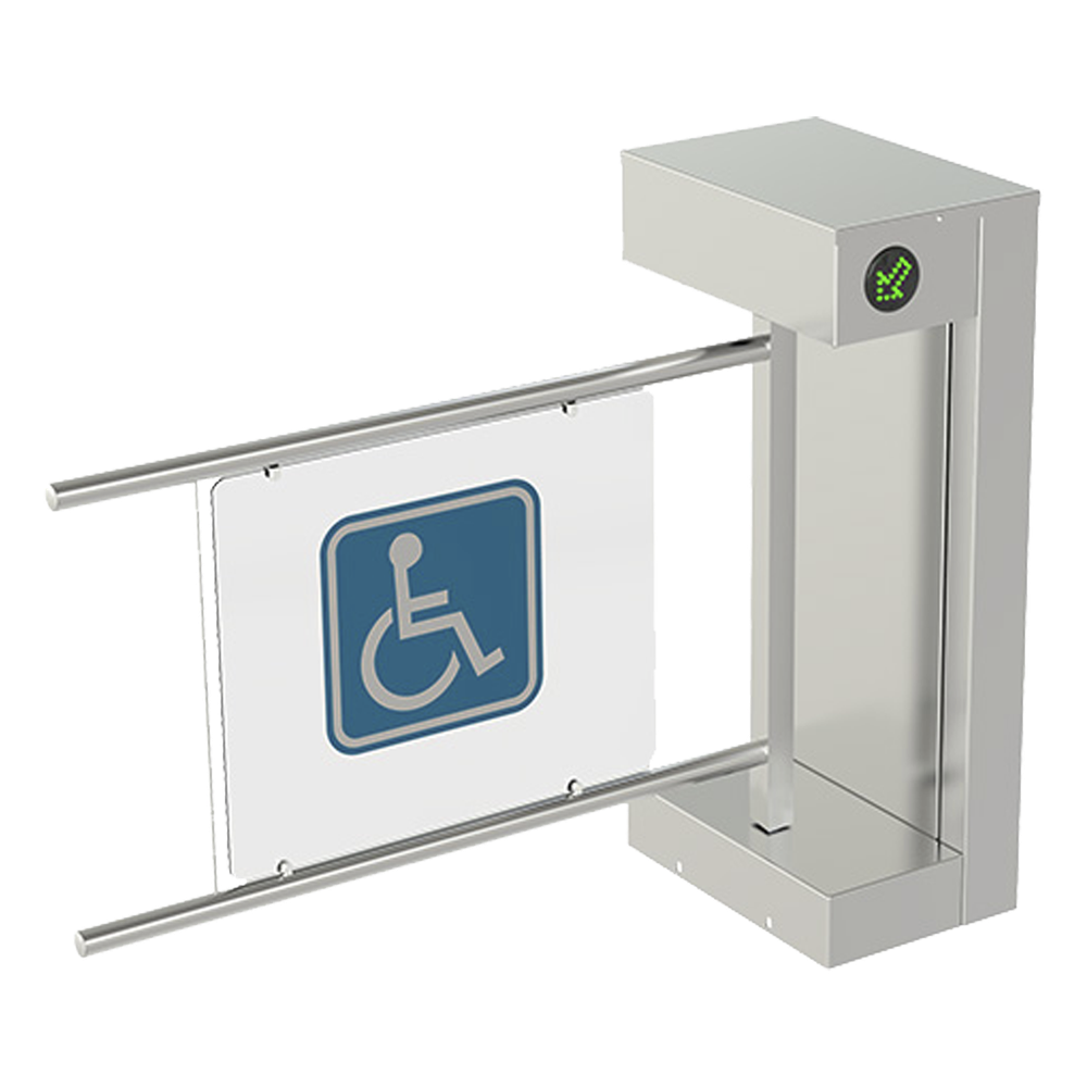Torniquete De Cortesía Motorizado / Acabado En Acero Inoxidable Con Hoja de Acrílico / Bidireccional / Compatible con Cualquier Control De Acceso de