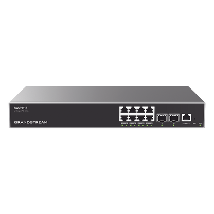 Switch Capa 3 PoE+ Administrable / 8 puertos 10/100/1000 Mbps + 2 Puertos SFP+ de 10 Gigabits / Hasta 120W / Compatible con GWN Cloud.