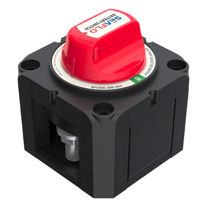 Interruptor Desconexión Batería SEAFLO SFCBS-300-202 / Monocircuito ON-OFF / 275A DC Continuo / 900A DC Arranque / Cobre Estañado / IP68 / Cumple