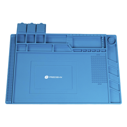 Tapete de silicona de 45 x 30 cm, resistente al calor con áreas magnéticas y de almacenamiento de componentes, ideal para la reparación de equipos y
