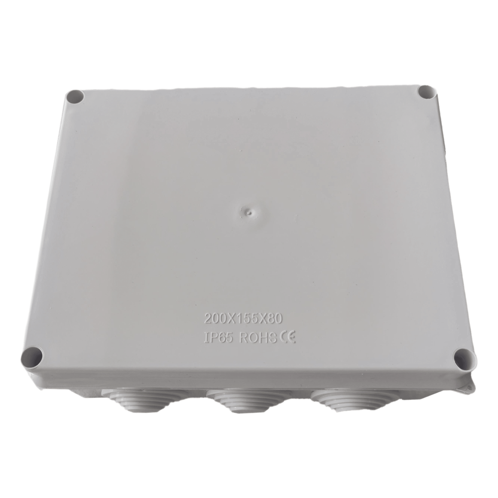 Caja de Derivación-Conexión para Exterior IP65 con 10 Entradas / 200 x 155 x 80 mm (7.9 x 6.1 x 3.1 in) / Sellado Seguro con Empaque + 4 Tornillos