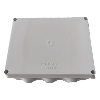 Caja de Derivación-Conexión para Exterior IP65 con 10 Entradas / 200 x 155 x 80 mm (7.9 x 6.1 x 3.1 in) / Sellado Seguro con Empaque + 4 Tornillos