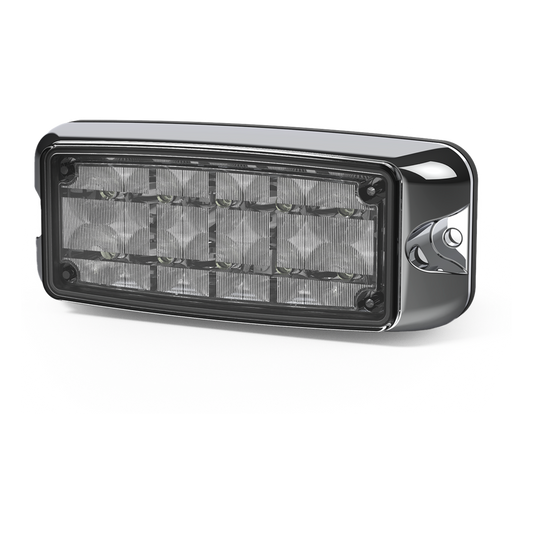 Luz de Advertencia de 10 LED, Rojo/Claro, 5x2 Pulgadas, Lente Transparente, Bisel Cromado