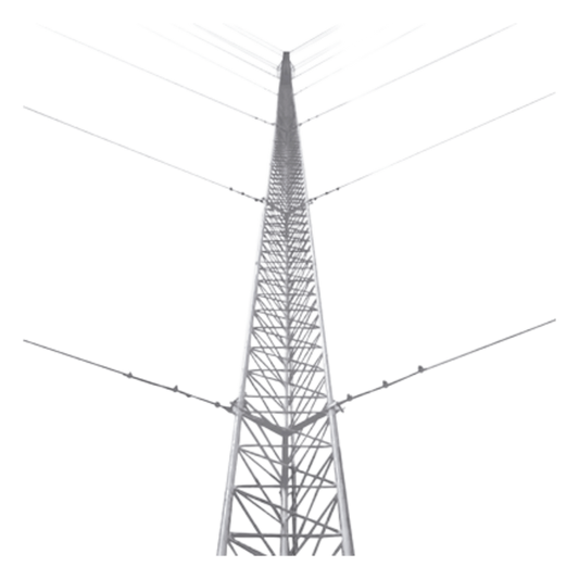 Kit de Torre Arriostrada de Piso de 57 m Altura con Tramo STZ45G Galvanizado por Inmersión en Caliente. (No incluye retenida)