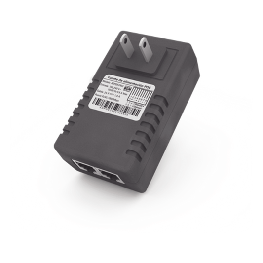 Adaptador de pared / Inyector PoE / 48 Vcc / 0.5 A / Controlado por chip IC / Protección contra OV, OC, SC, UV/ Fácil de instalar