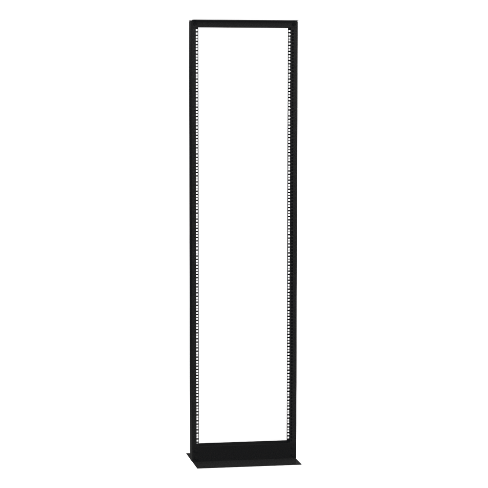 Rack de 2 Postes (Doble Perforación), Estándar 19", 45 Unidades, Fabricado en Acero, Base "L" para Anclar a Piso