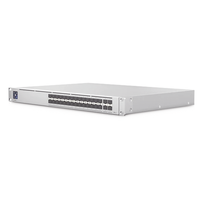UniFi Switch PRO Aggregation Capa 3 para fibra óptica con 28 puertos SFP+ (10G) y 4 puertos SFP28 (25G), pantalla informativa