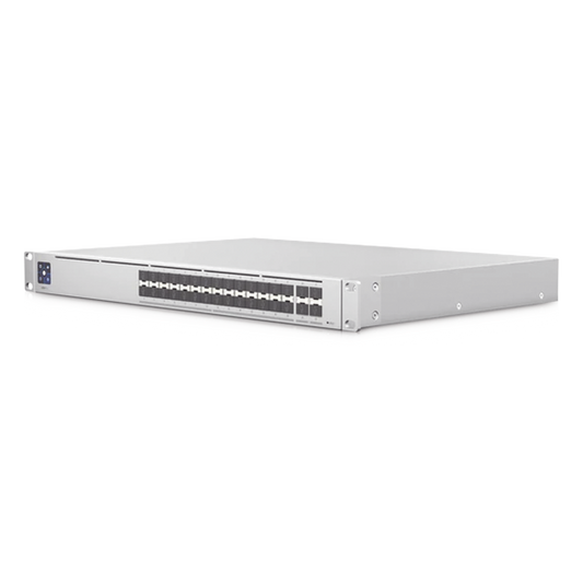 UniFi Switch PRO Aggregation Capa 3 para fibra óptica con 28 puertos SFP+ (10G) y 4 puertos SFP28 (25G), pantalla informativa