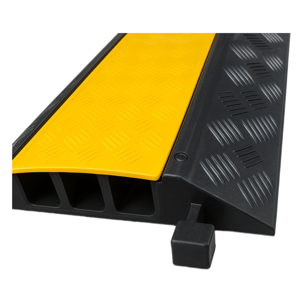 Protector de Cable de 3 Canales / Base de Goma y Tapa de Plástico / Tamaño del Canal 30x30mm / Capacidad de Carga 5 Toneladas / Longitud 90 cm