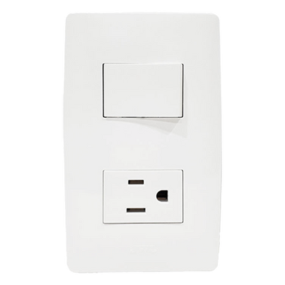 Apagador Escalera y Contacto de 127 V~60 Hz 10/15 A.