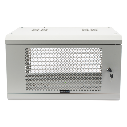 Gabinete de Pared de 6U con Puerta Perforada, 455 mm de Profundidad Total, Rack de 19'', Acero Reforzado Color Blanco