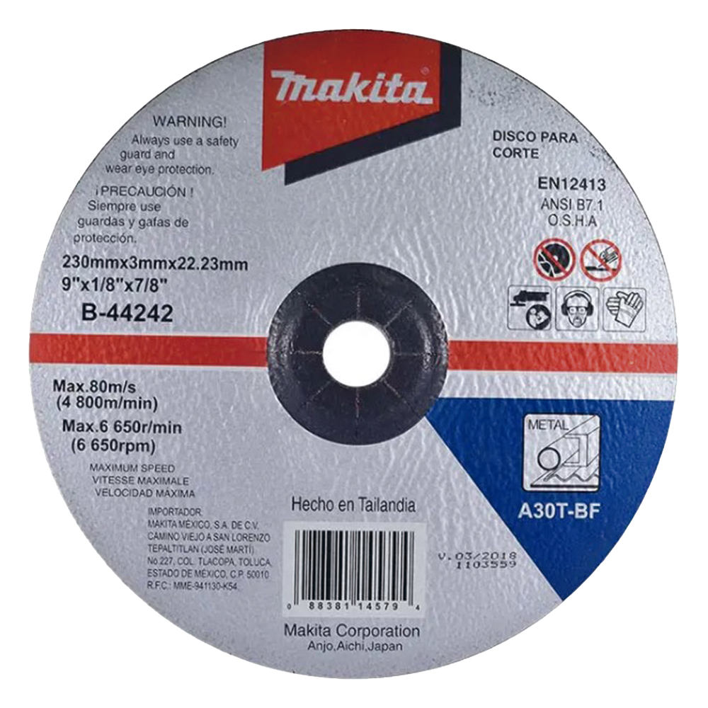 Disco de corte para metal de 9"