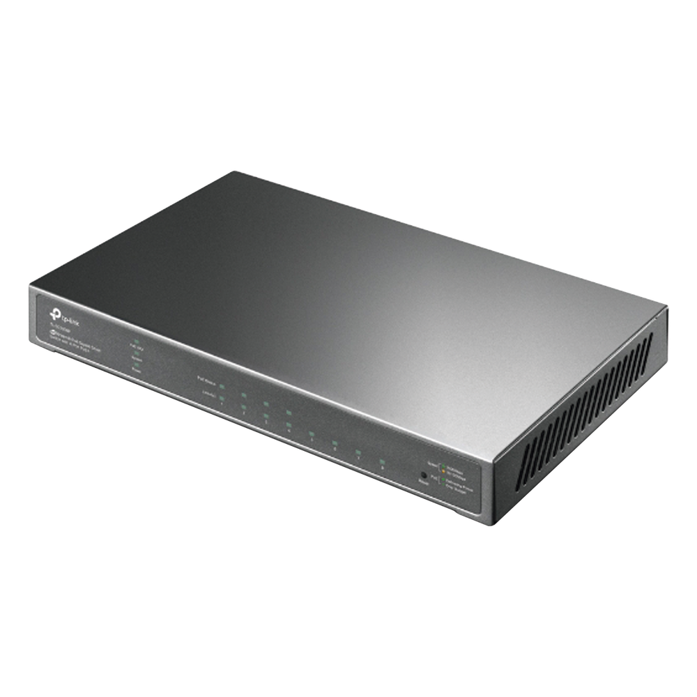 Switch Omada / 8 Puertos Gigabit / 4 Puertos PoE+ 802.3at/af / Presupuesto PoE 62 W / 30 W por Puerto / Gestión Cloud Omada / L3 Static Routing / Sin