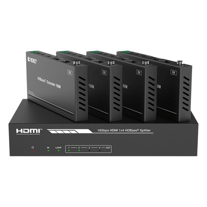 Splitter mas Extensor de Video | 1x4 | ProAV | HDBaseT™ | 120m en 4K@60Hz | 150m en 1080p@60Hz | Cat6/6a/7 | Gestión Avanzada EDID | Control IR y